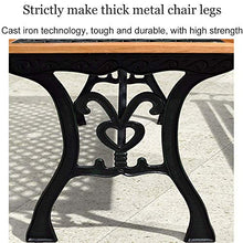 UWY Panca da Giardino Combinazione di Tavolo e Sedia in Legno massello, panchina per Balcone da Esterno in Legno massello, Sedile da Salotto Resistente alle intemperie con Struttura in ghisa, Ta