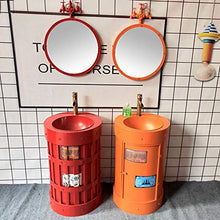 YRRA Moderno Bagno Singolo Mobile Sottolavabo, Autoportante Stile Industriale Mobile Lavabo Mobili di Stoccaggio con Rubinetto e Scarico 19,6 x 33,4 Pollici,Arancia,Without Mirror