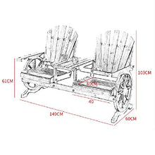 Outdoor Benches Panca in Legno con Ruota di carro, panchine con posti a Sedere nel Patio da Giardino, mobili rustici da Esterno, Panca per Sedia per 2 Persone con tavolino