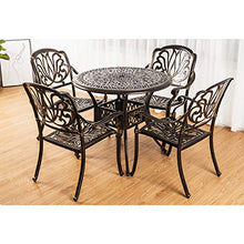 CGBF-Tavolo per Sedie da Giardino in Alluminio Pressofuso 5 Pezzi,Set di Mobili in Bronzo Antico per Patio Esterno con Foro per Ombrellone