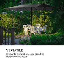 blumfeldt Twin Peaks - Ombrellone Parasole, Dimensioni: 456x245x268 cm (LxAxP), Materiale: Poliestere, Protezione UV: 50, Idrorepellente, Supporto in Alluminio, Antiruggine, Incluso Basamento, Grigio