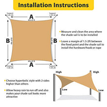 Tvird Tende da Sole per Esterno, Vela Ombreggiante,Tenda a Vela Rettangolare 3 x 3 Metri, Protezione Raggi UV Vela Tenda, Impermeabile e Resistente, Tenda a Vela per Giardino Balcone Terrazza (3X3M)