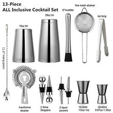 YLJB Strumenti per La Preparazione di Cocktail 13pcs / Set in Acciaio Inox Cocktail Shaker Ice Tong Mixer Bevande Boston Bartender Browser Kit Bar SetStrainer per Compleanno Portatile