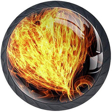 Icone del cuore di fuoco di amore Pomelli per Porta Set di 4 Pomelli per Mobili Manopole per Cassetti Cucina Armadio Vetro