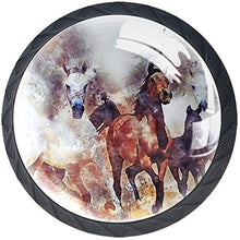 Correre di cavalli dipinti a mano Pomelli per Porta Set di 4 Pomelli per Mobili Manopole per Cassetti Cucina Armadio Vetro