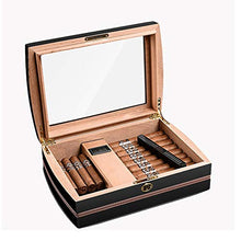 Minmin Cassa di sigaretta Cigar Box Desktop Cigar Humidor Cedar Wood con il termometro Sigaro Black Box, 330x230x100mm accessori del sigaro (Size : 330x230x100mm)