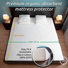 Coprimaterasso Matrimoniale 160x200cm in Cotone Biologico - Certificato GOTS® - Oeko-TEX®, 100% cotone naturale in pile sano e silenzioso - non impermeabile - Made in EU