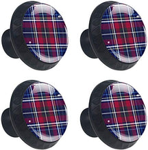 Modello in tessuto scozzese a quadri rosso navy Pomelli per Porta Set di 4 Pomelli per Mobili Manopole per Cassetti Cucina Armadio Vetro
