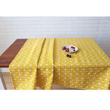 Tovaglia rettangolare in tela di canapa gialla geometrica 140x180cm (giallo)