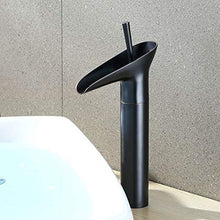 SXJ Rubinetto per Lavabo con Maniglia Singola Rubinetto A Cascata Monoforo Nero Rubinetto per Lavabo in Bronzo Lucidato,con Rubinetti di Alimentazione del Rubinetto