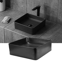 Estink - Lavabo da bagno, a forma quadrata, in ceramica moderna, per lavabo e bagno, 36 x 36 x 12,5 cm, colore: Nero