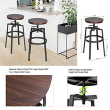 Homy Casa - Set di 2 Sgabelli da bar - Stile Vintage Industriale - in Metallo e MDF - Regolabile in Altezza 61-74 cm
