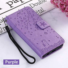 Robinsoni Cover Compatibile con Samsung Galaxy A3 2017 Case Scintillare Glitters Lucido Portafoglio Libro Custodia 3D Ciliegia & Gatto Stampato Pelle PU Libretto Cover Foglio Flip Farfalla Caso, Viola