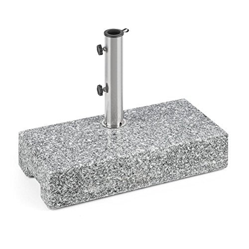 blumfeldt Schirmherr 25HSQ - Supporto Ombrellone da Terrazza, Rettangolare, in Granito, 25 kg, Superficie 45 x 22 cm, Fusto in Acciaio Inox, Grigio Lucido
