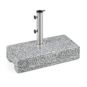 blumfeldt Schirmherr 25HSQ - Supporto Ombrellone da Terrazza, Rettangolare, in Granito, 25 kg, Superficie 45 x 22 cm, Fusto in Acciaio Inox, Grigio Lucido