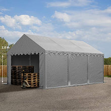 TOOLPORT Tendone Deposito 4 x 6 m PVC ca. 500g/m² Grigio Gazebo Magazzino Tenda Capannone