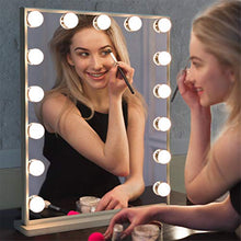 Specchio Cosmetico con Luci A LED,Specchio per Il Trucco Specchio Cosmetico Hollywood con 15 Lampadine A LED E 3 Luci Dimmerabili per Toletta