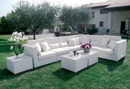 H inHouse srls Coppia di Poltrone Dallas Centrale, con Cuscini, Color Bianco, Mis. 91 x 70 x 71 cm