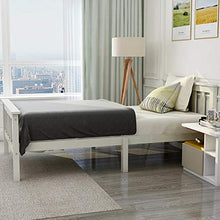 Letto singolo in legno di pino massiccio, con rete a doghe e testiera, 90 x 200 cm, colore: bianco