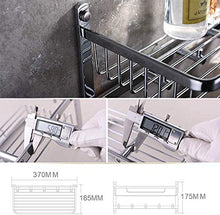 JNMDLAKO Portaoggetti per Doccia a Parete, mensola per Bagno, cestello per Doccia a 2 Ripiani, portasciugamani da Bagno Quadrato con mensola per Montaggio a Parete, Cromato