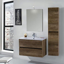 mazzoni Mobile da Bagno Sospeso 100cm Colonna P18cm Maiorca Light Noce Scuro Frassinato