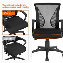 Yaheetech Sedia da Ufficio Scrivania Ergonomica Girevole in Tessuto Traspirante Reclinabile Altezza Regolabile con Rotelle e Braccioli Nera