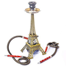 Tabacco Narghile, New Metal Paris Tower Tubo di Narghilè Base di Vetro Set di Narghilè con Doppi Tubi Pinze in Ceramica con Carbone
