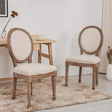 VONLUCE Set di 2 Sedie da Pranzo Imbottite in Tessuto con Schienali Rotondi e Gambe in Legno di Gomma 2pcs Sedie Vintage in Peluche Stile Francese per Soggiorno Camera da Letto, Beige