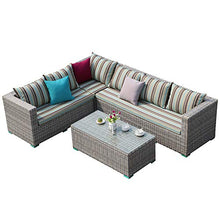 Set di Mobili da Giardino per Esterni, Set di 4 Pezzi da Giardino con Divano in Rattan Tavolino da caffè Balcone Cortile Divano Ad Angolo per Il Tempo Libero Set di Conversazione