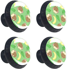 Scimmie e banane marroni Pomelli per Porta Set di 4 Pomelli per Mobili Manopole per Cassetti Cucina Armadio Vetro