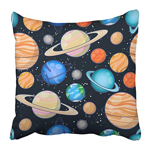 QUEMIN Fodere per Cuscini Decorativi Custodie Pianeti del Sistema Solare Mercurio Venere Terra Marte Giove Saturno Urano Nettuno Plutone Modello Spaziale, 18x18 Pollici