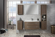 Fackelmann Armadietto da bagno Rondo, con cerniere ammortizzate, dimensioni (L x A x P): ca. 35,5 x 59 x 32 cm, armadio di alta qualità per bagno/porta a sinistra/corpo e frontale: rovere cognac