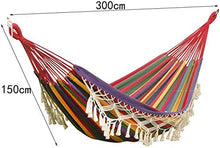 MVNZXL Sedia sospesa per Amaca Portatile, Strisce Colorate tessute a Mano in Cotone Naturale con amache con Frange all'Uncinetto, per Giardino sul Retro all'aperto e al Coperto