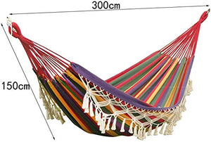 MVNZXL Sedia sospesa per Amaca Portatile, Strisce Colorate tessute a Mano in Cotone Naturale con amache con Frange all'Uncinetto, per Giardino sul Retro all'aperto e al Coperto