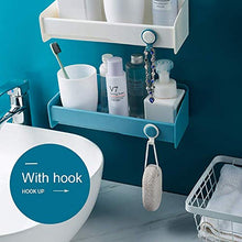 XLTT JUKOO Scaffali da bagno, senza foratura, per doccia, ad angolo, da parete, in materiale ABS robusto, per bagno, doccia rettangolare (blu