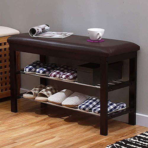 YANG Imbottiti poggiapiedi Bagagli Petto Cambio di Scarpe da banco 2 Livello del Pattino tormenta Guardaroba Dressing Table Sgabello ottomano Carico Massimo 250kg, 80.5x30.5x50cm