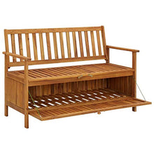 Qnotici Panca da Giardino con vano Contenitore 120 cm, Box Contenitore, mobili da Giardino, Panca in Legno, Panca, Cuscino Box, Legno massello, Acacia