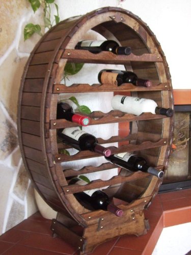 DanDiBo Scaffale Vini Botte-Vino per 24 Bottiglie verniciatura Marrone Bar Supporto Bottiglie Botte Porta Bottiglie