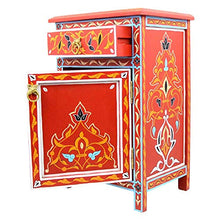 Comò generale rosso in legno massiccio dipinto a mano H 68 cm 1 cassetto 1 anta | credenza marocchina anticata | Vera Artigianato Marocco | 100126