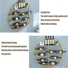 JMYSD Portabottiglie da Parete per Vino, Portabottiglie per Vino in Ferro, Ripiani Portaoggetti Rotondi, Portabottiglie per Champagne, Decorazioni per La Casa da Bar,Nero,60 * 11 * 60CM