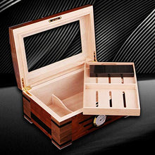 Cigar Humidor, Legno di Cedro Cigar Humidor Idratante Legno Solido Sigillata Scatola di Sigari con Igrometro E Umidificatore (270 * 228 * 115Mm)