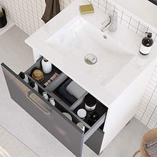 Randalsa Happy mobili 60 cm | Grigio | 61 x 91 x 46 cm | Mobile con 2 cassetti + lavabo in Ceramica