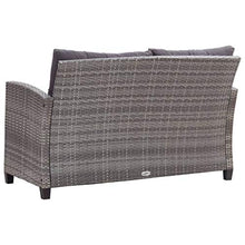 vidaXL Divano da Giardino a 2 Posti con Cuscini Divanetto con Imbottitura Salottino da Esterni Mobili per Patio Nero 124 cm in Polyrattan
