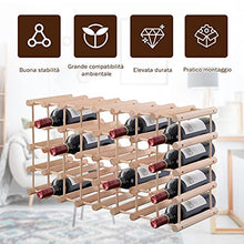 RELAX4LIFE Cantinetta Portabottiglie per Vino, Scaffale Portabottiglie con 40 Posti per Bottiglie di Vino, Supporto per Vino con Design Minimale e Moderno, Scaffale per Vino, Champagne, Legno Naturale