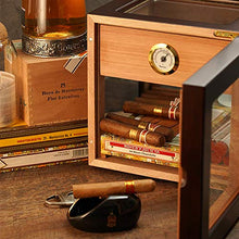 AP.DISHU Sigari da Tavolo Scatole Humidor Scatola di Sigari con Igrometro E Umidificatore Legno di Cedro della Spagna (Valigable Cigar Collection Box)