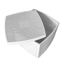 Mojawo Pratico tavolino da giardino effetto rattan, con vano portaoggetti, in plastica, 53 x 53 x 40 cm, colore: bianco