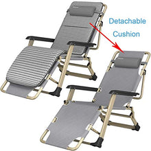 SHUAIIJUAN Sedia per il tempo libero domestico Outdoor reclinabile Sedia con cuscino pieghevole Sdraio reclinabile Sedie da giardino sedia di svago for Patio Beach Camping Max.550lbs Capacità - Grey