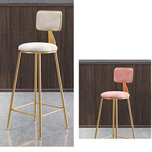 XINGLEI Sgabelli da Bar, sgabelli Alti, sgabelli da Bar Comodi dal Design ergonomico, con Schienale Alto e Gambe in Metallo Dorato, per Cucina, Pub e bancone (Color : Blue)