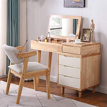 DD&QG Sgabello Imbottito,Arte del Legno Camera da Letto Tavolo da Toeletta Scrivania con Cassetti,Grande capacità di Storage,Tavolo da Trucco con Flip Top Mirror-C-2 PCS 100x45x75cm(39x18x30inch)