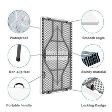 Tavolo Trasportabile, Tavolo Portatile Pieghevole, 152 x 76 cm, Bianco, Pieghevole a metà, Materiale: HDPE, Carico massimo: 100 kg